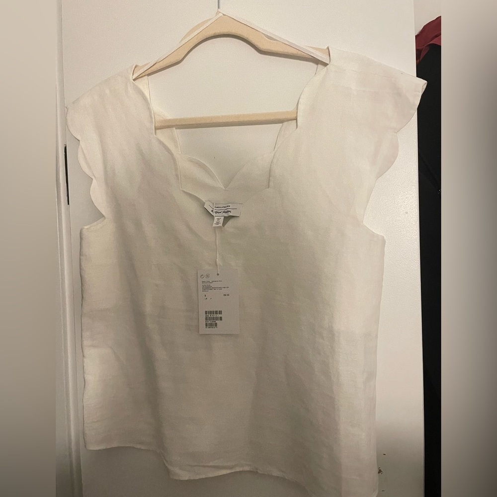 & other stories white scalloped top - NWT